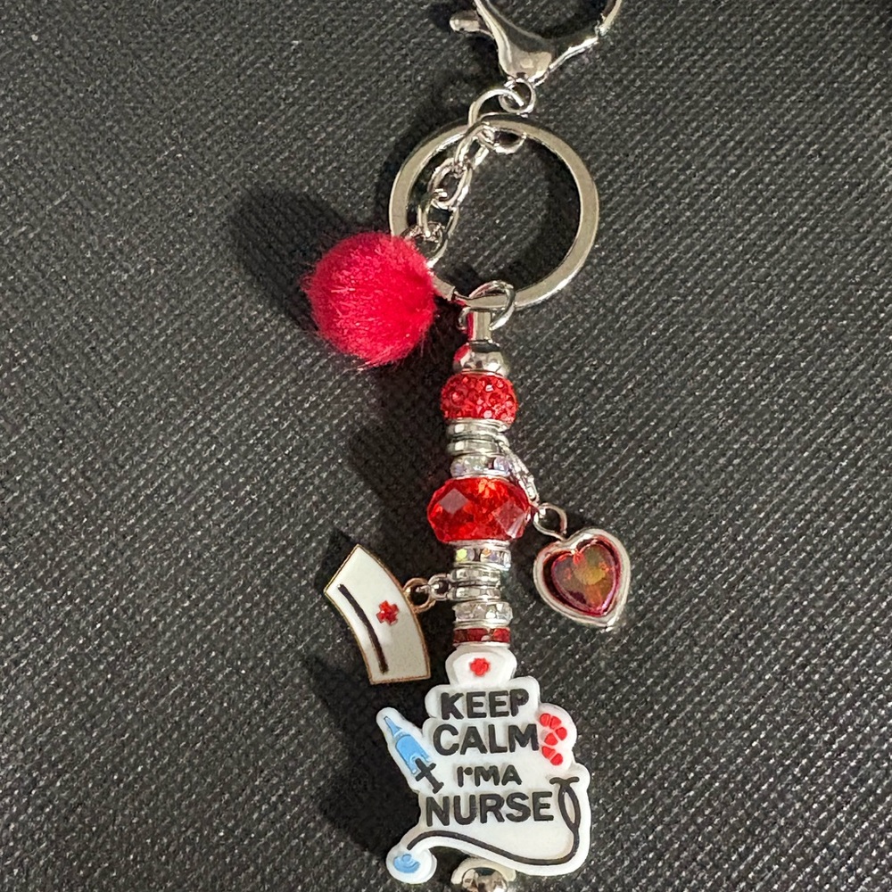 Keep Calm I’m A Nurse Charm Keychain  Medical Car Charm Backpack Bag Purse Clip